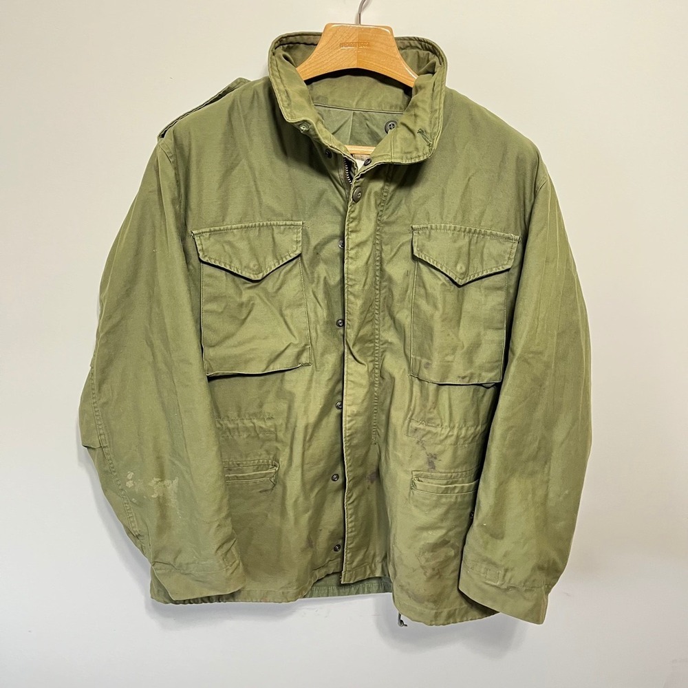 M-65 Field Jacket Vtg 1977 Alpha Industries Mens L OG-107 Military Coat Green